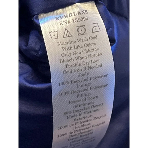 Everlane Re:down Puffy Puff Water Resistant Hooded Jacket in Blue Large New - Picture 9 of 12